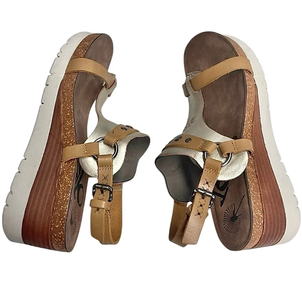 OTBT Maverick Wedge Platform Leather Sandals Stud Details Sz 9.5 From Sundance - Picture 7 of 16